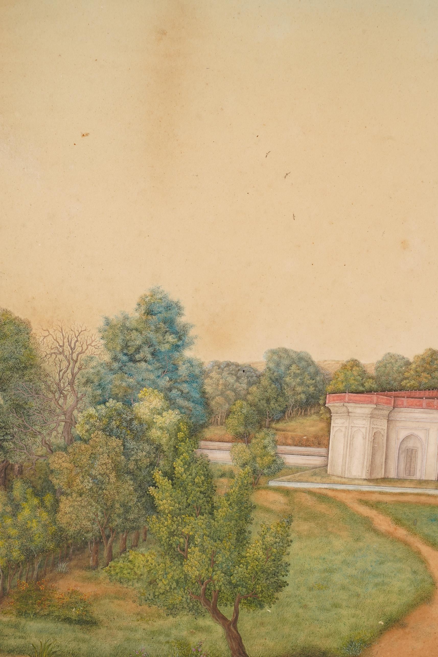Indian School , (first half 19th century), Safdarjang's tomb, New Dehli, Gouache miniature painting, image 28cm x 56.2cm, staining